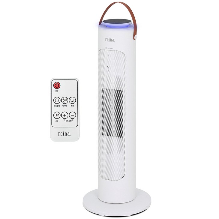 REINA PTC 히터 LED 무드등 타이머 전기 온풍기, RH6322, WHITE