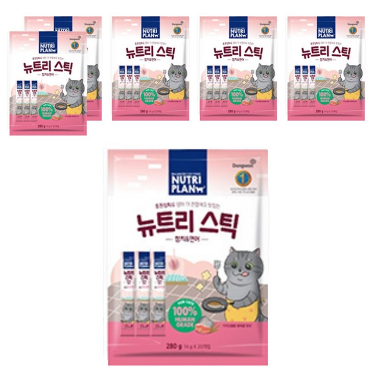 동원뉴트리플랜 고양이 뉴트리스틱 파우치, 혼합맛참치연어, 280g, 6개