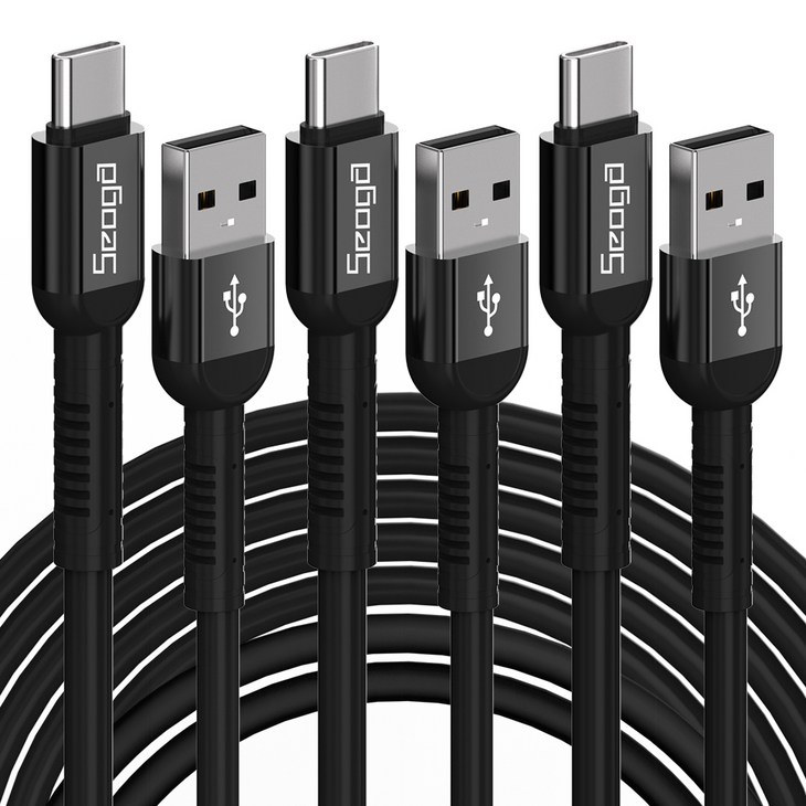 서가 메탈 고강도 고속충전 케이블 C타입, 블랙, 3개, 3m