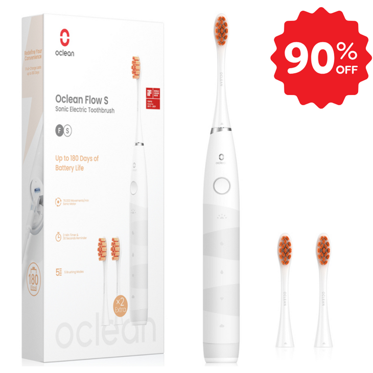 [한정특가 28900원] 오클린 Oclean Flow 음파전동칫솔본체+칫솔모 3개 1년 2번만 충전 분당 76000회 IPX7방수