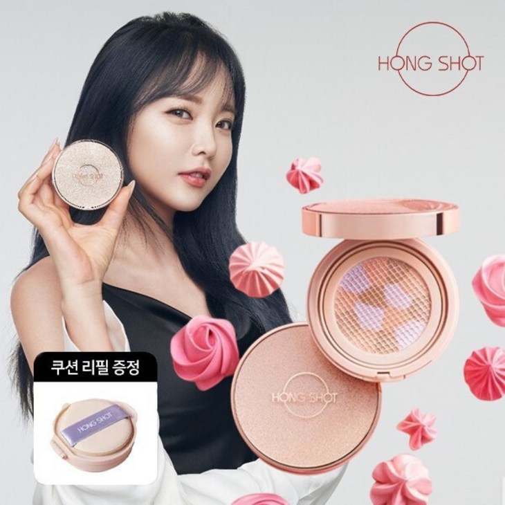 [1+1] 마감임박 홍진영 머랭 쿠션팩트 9천원대! 들뜸없는 밀착 커버력 술먹고도 하얀얼굴 본품+리필 SPF30 PA++ 파운데이션 파데 커버화장품 유통기한 2025년 6월 21일
