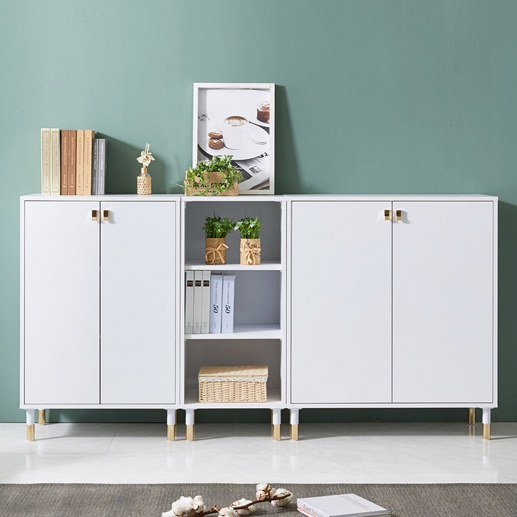 NEW 솜씨방 레나 1800 다용도 베란다 수납장 세트, 화이트