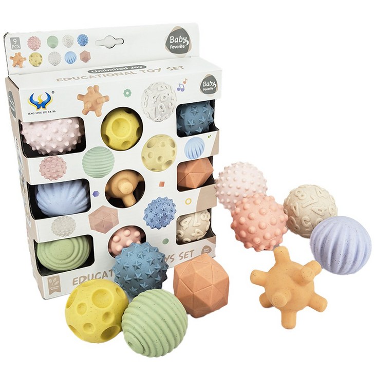 잼잼큐 촉감놀이 소프트 촉감볼, 9pc 세트, 1개