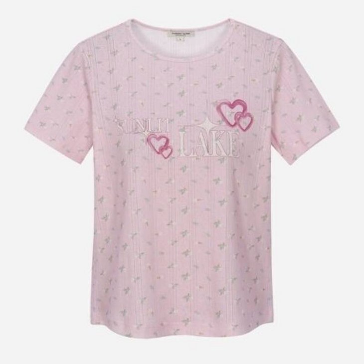 써스데이아일랜드 여성플라워 레터링 라운드 티셔츠T254MTS256W 561288