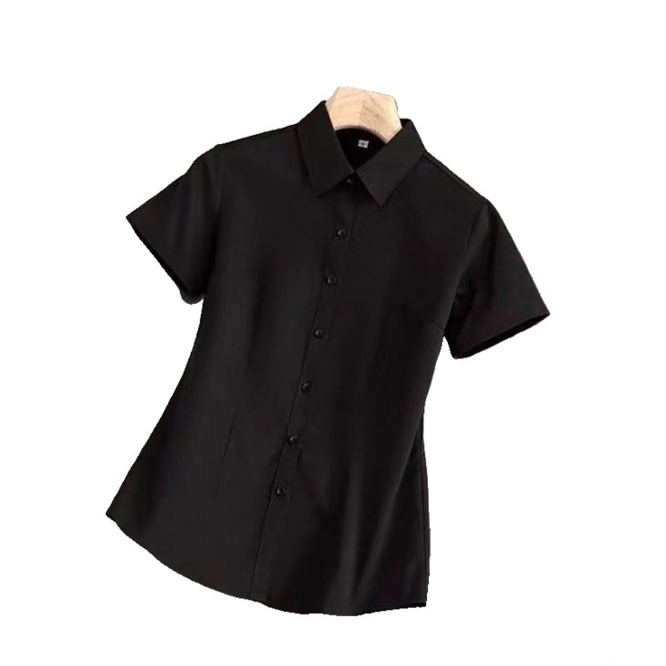 여성용 빅 사이즈 면접 유니폼 남방 심플 슬림핏 블라우스 반팔셔츠 뉴타임즈 02CW2501