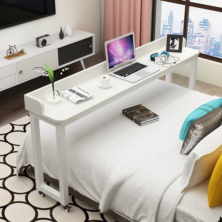 소담울 이동식 침대책상 보조 간이 노트북 책상 선반 폭좁은 긴 사이드 베드 테이블