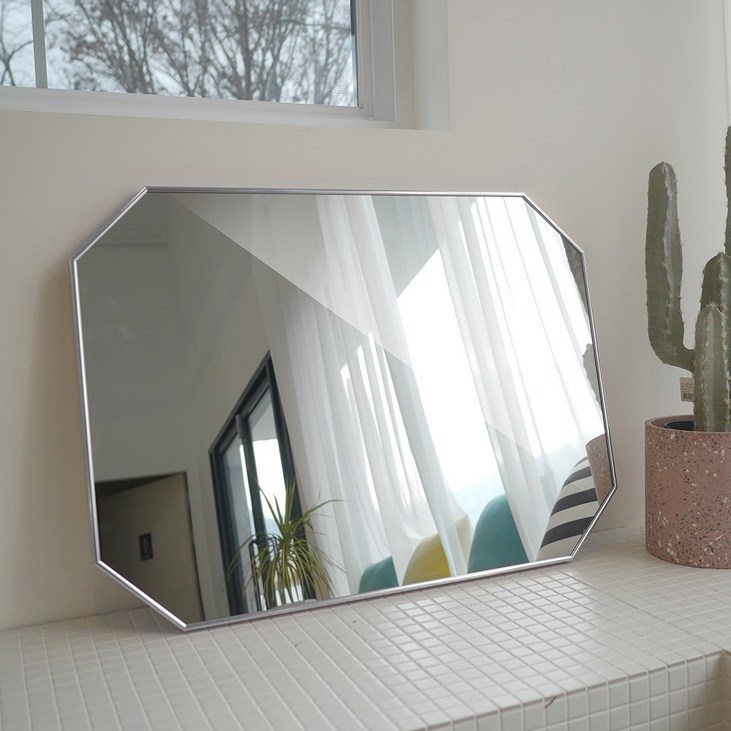브래그디자인 무료배송 600×800 팔각 거울  받침대 증정  타사대비 2배 두꺼운 5mm 거울 국내 알루미늄 수제작 프레임, 2. 화이트골드