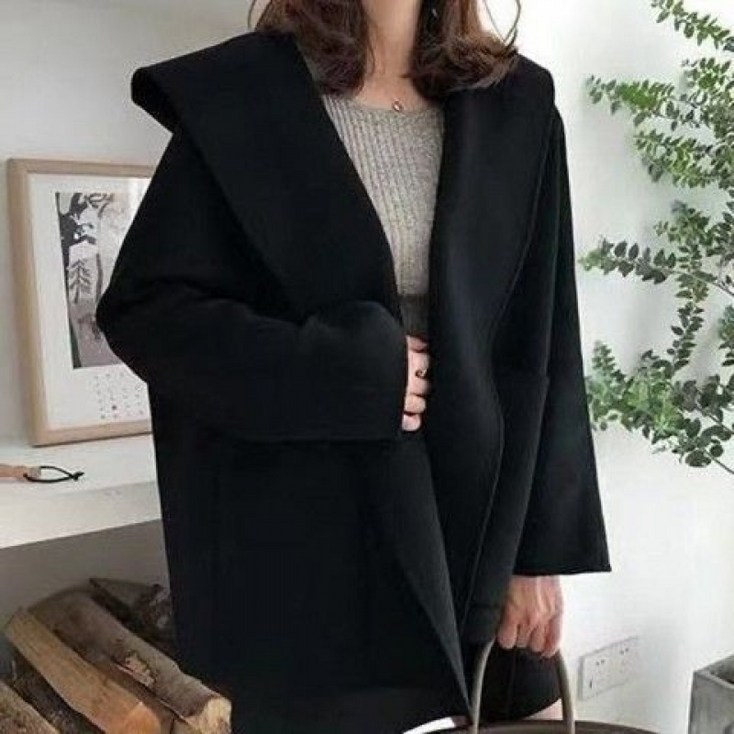 해피유통 여성 리버시블 코트 케이프 모직 코트 jhwj