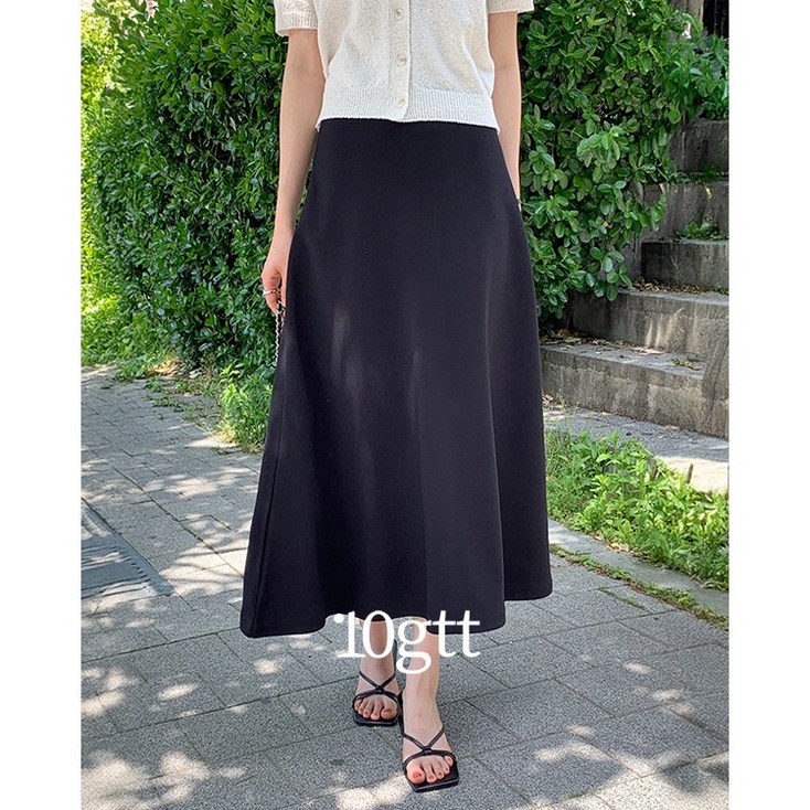 10가트 2XL 말랑쫀쫀 밴딩 플레어 a라인 롱 스커트