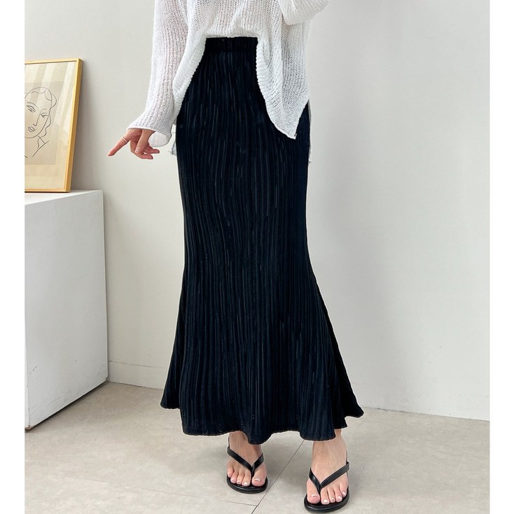 인어 썸머 플리츠 슬림 머메이드 여름 밴딩 롱 스커트 4color