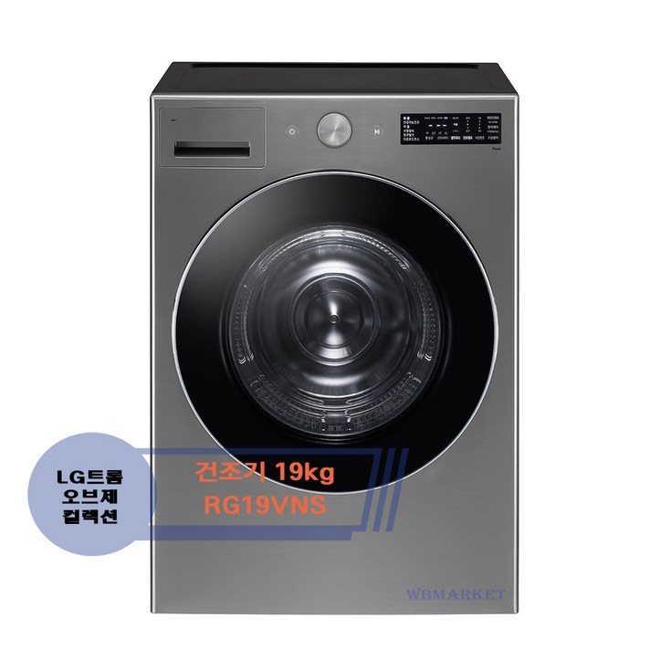 트롬 LG 트롬 오브제컬렉션 건조기 19kg RG19VNS 모던 스테인리스 미니멀 플랫 디자인 6모션 DD건조