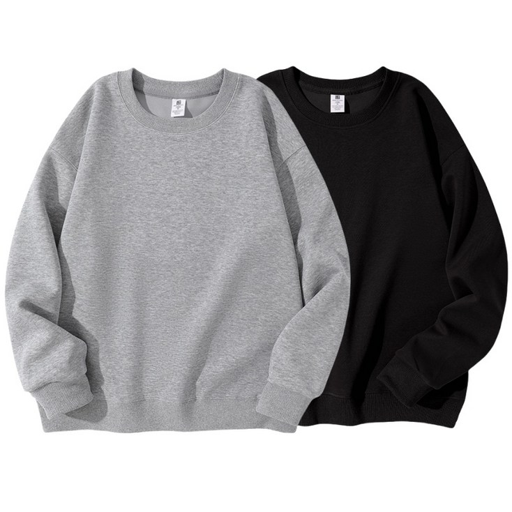 11 남자 맨투맨 긴팔티 데일리 오버핏 무지 면질 맨투맨 2장 세트 남녀공용 Sevenmoon