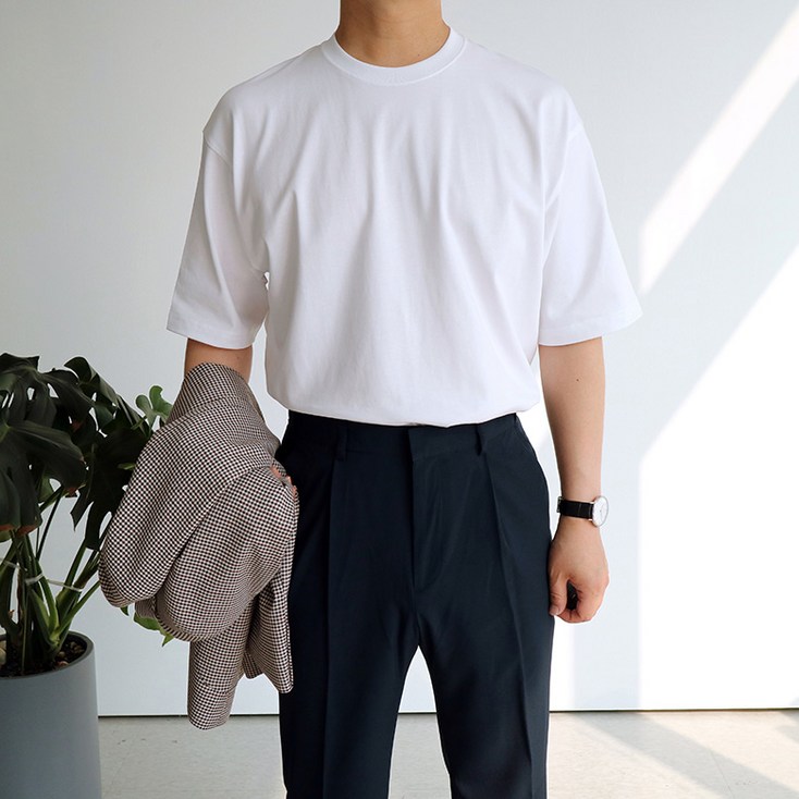 맨즈북 비침없는 실켓면 남자 정장 기능성 반팔티 냉감 라운드 티셔츠 L2XL