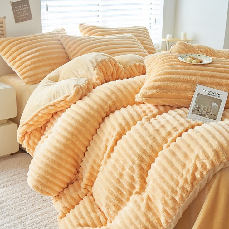 에이트샵 극세사이불커버 벨벳 호텔식 고밀도 고급 차렵이불 커버, 옐로우