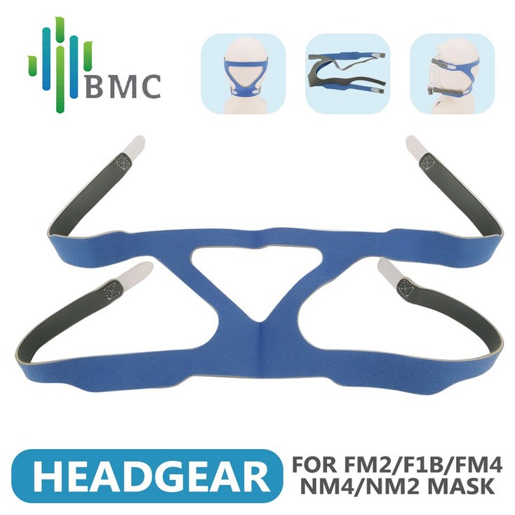 BMC 양압기 마스크 나잘형 헤어밴드 마스크 머리끈 CPAP, Blue