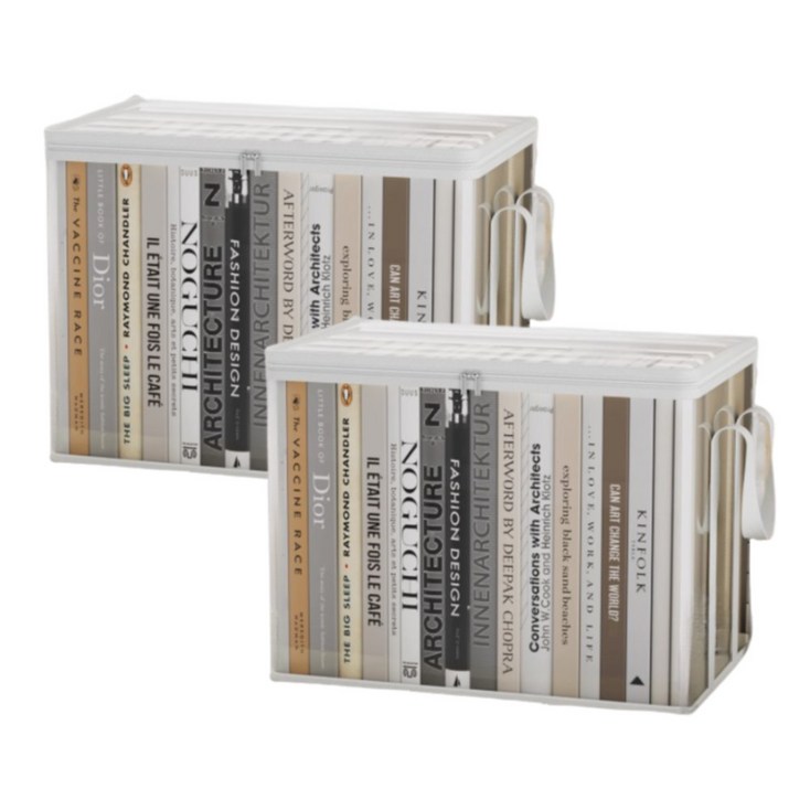 홈이즈 책보관박스 책정리함, 1세트, 투명화이트 특대형 2개