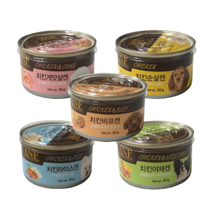 ANF 강아지 24개 1박스 캔 콤보, 95g, 24개