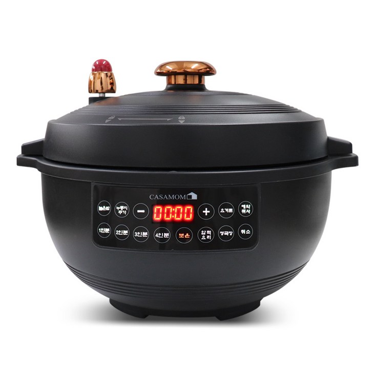 까사맘 전기 압력밥솥 시즌2 가마솥밥 누룽지 압력 돌솥밥 14인용최대6인, 블랙, PC28T