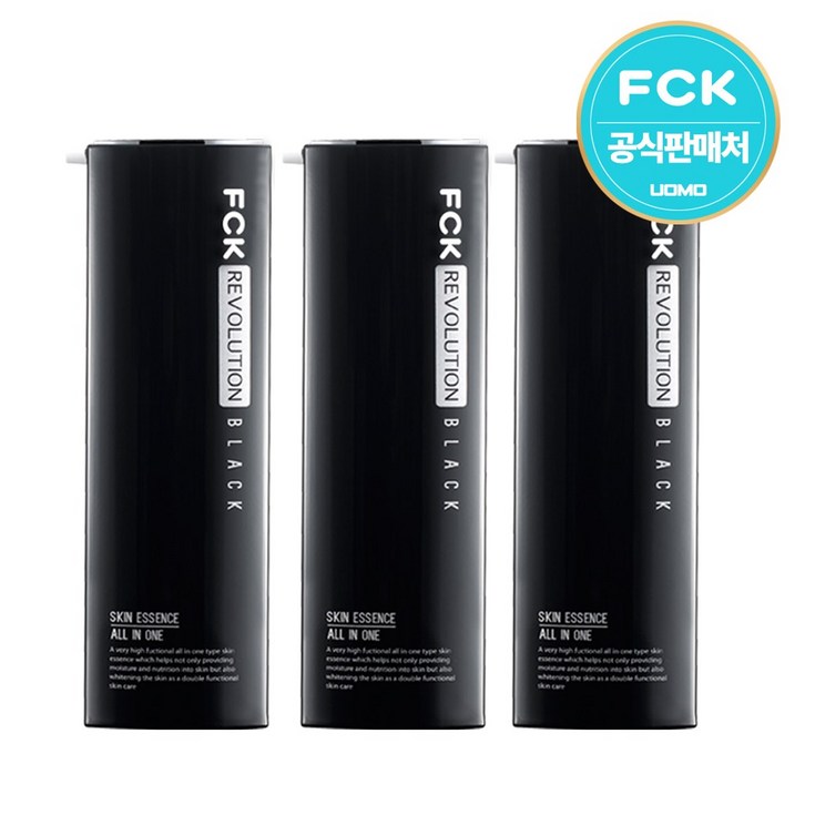 [FCK공식판매처] 레볼루션 블랙 올인원 스킨 에센스 3세트 남성용 휠라화장품 에프씨케이, 3개, 130ml - 투데이밈
