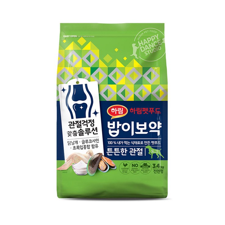 하림펫푸드밥이보약 강아지 기능성 사료, 뼈관절강화, 3.4kg, 1개