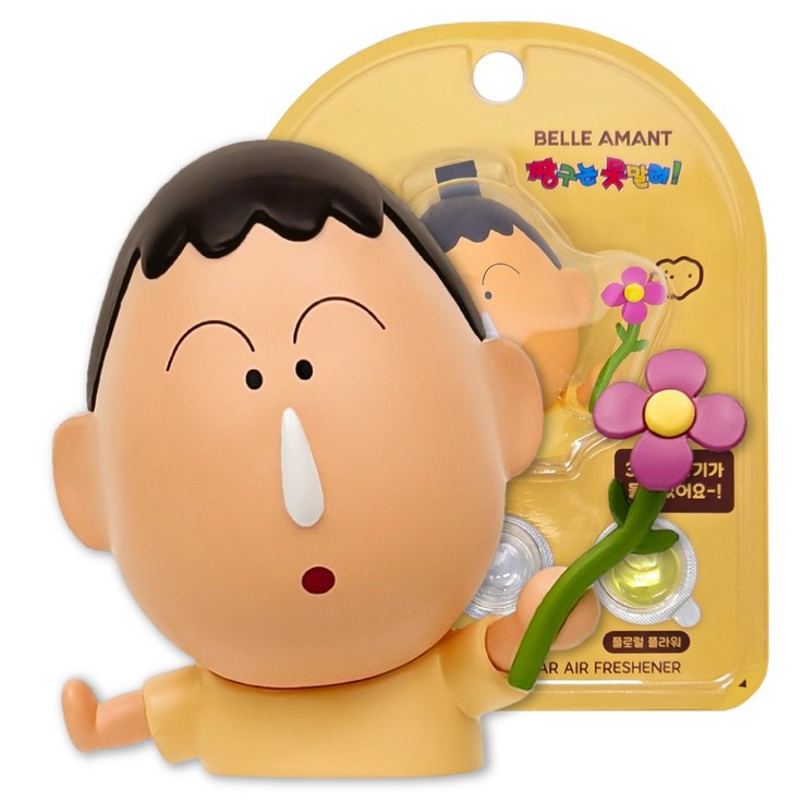 벨르아망 짱구 차량용 미니 방향제, 1세트, 맹구블랙체리, 프레쉬 코튼, 플로럴 플라워