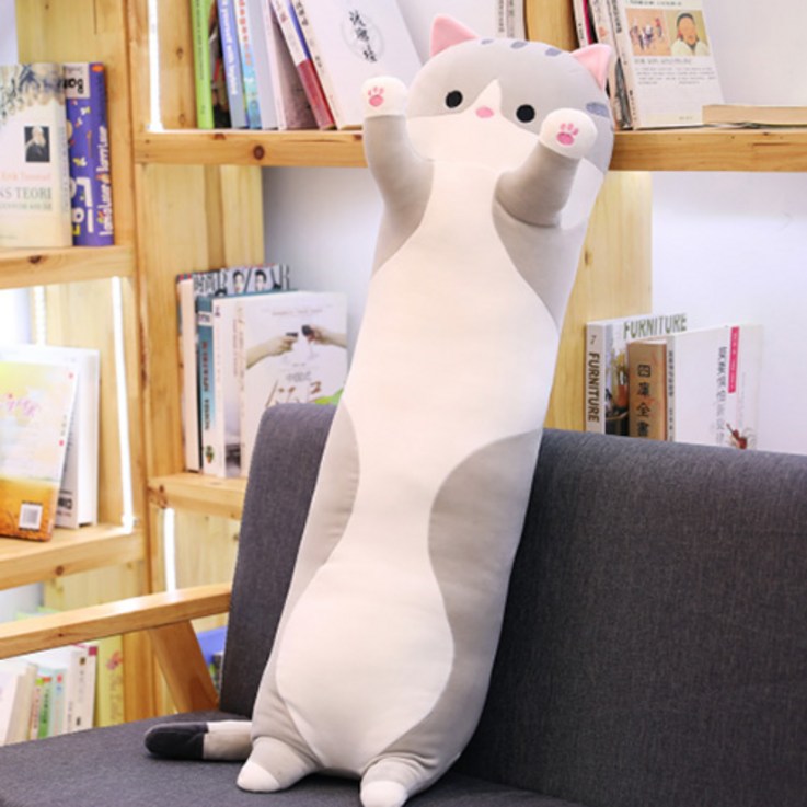 네이처타임즈 안고자는 긴 고양이 인형 베개