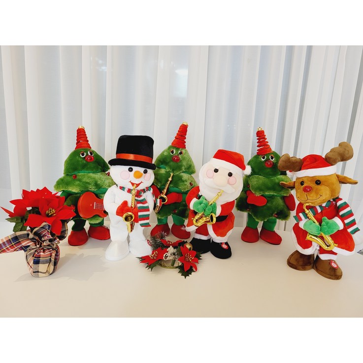 (당일출고,건전지포함)크리스마스 댄싱트리 춤추는 멜로디인형 움직이는 트리 눈사람 루돌프 산타 인형 건전지포함 20230507