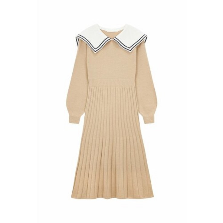 지컷 빅 카라 울 니트 원피스 7253450101