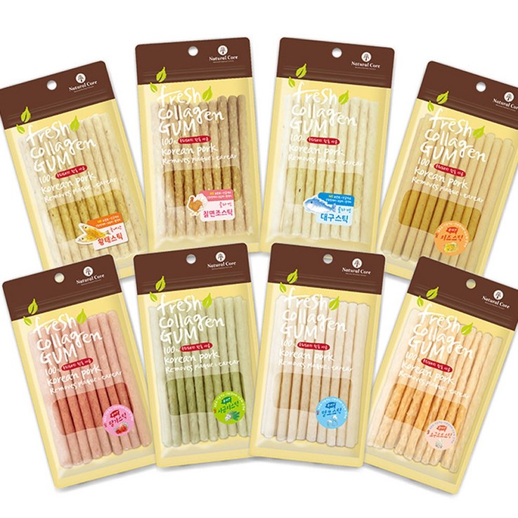 11 네츄럴코어 콜라겐 스틱껌 20p 돈피 8종 대구 밀크 황태 치즈 딸기 시금치, 칠면조11