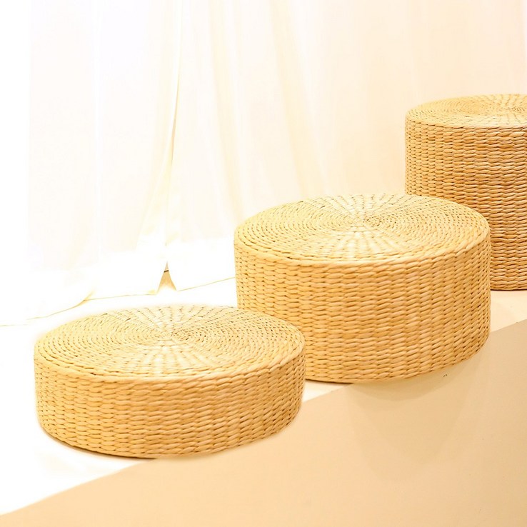 카카모리 라탄 방석 수초 밀짚 스툴 발리 인테리어 카페 거실 의자 쿠션 원형라탄방석