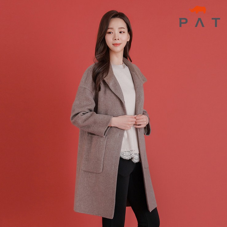 PAT 여성 니트카라 핸드메이드 울 코트1H81114