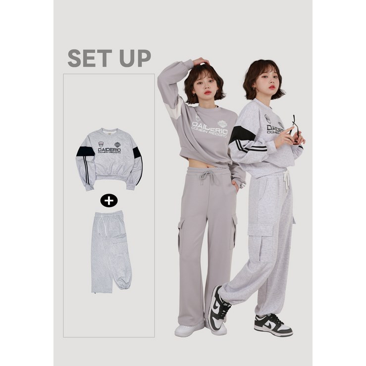 당일출고 SetUp 블럭 유니폼 저지 크롭 맨투맨  카고 팬츠 셋업