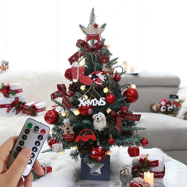 조아트 크리스마스트리 고급 PE PVC 혼합 전나무 풀세트 로제레드 + 리모컨