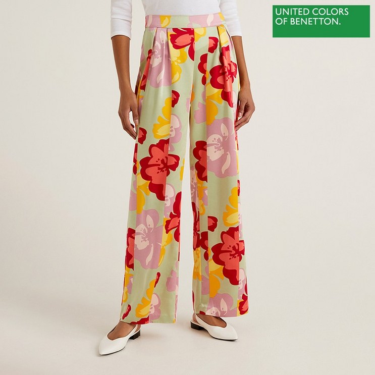 베네통  Flower pop wide pants 2S 47HTDF00M 69C