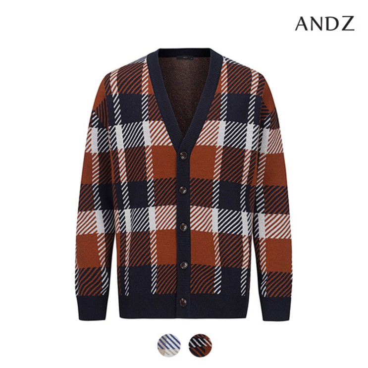 앤드지 앤드지  루즈핏 타탄 체크 가디건BZB4EC1201