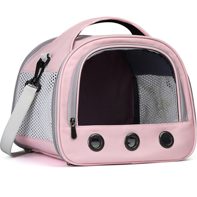 스페이스캣 소동물 투명창 이동가방, 핑크, 1개