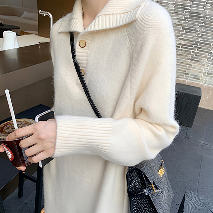 데일로엔 여성 포근한 카라넥 긴팔 롱 원피스 데일로엔 여성 포근한 카라넥 긴팔 롱 원피스