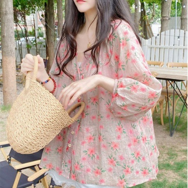 5577 박시핏 7부소매 여름 얇은 헬렌 아방핏 블라우스