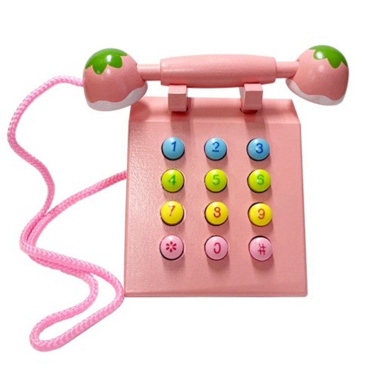 다르담 소근육 발달 영유아 원목 전화기 장난감, 혼합색상
