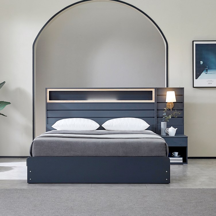 베디스 피렌체 호텔 수납형 침대  협탁 패널  매트리스 방문설치, 진그레이