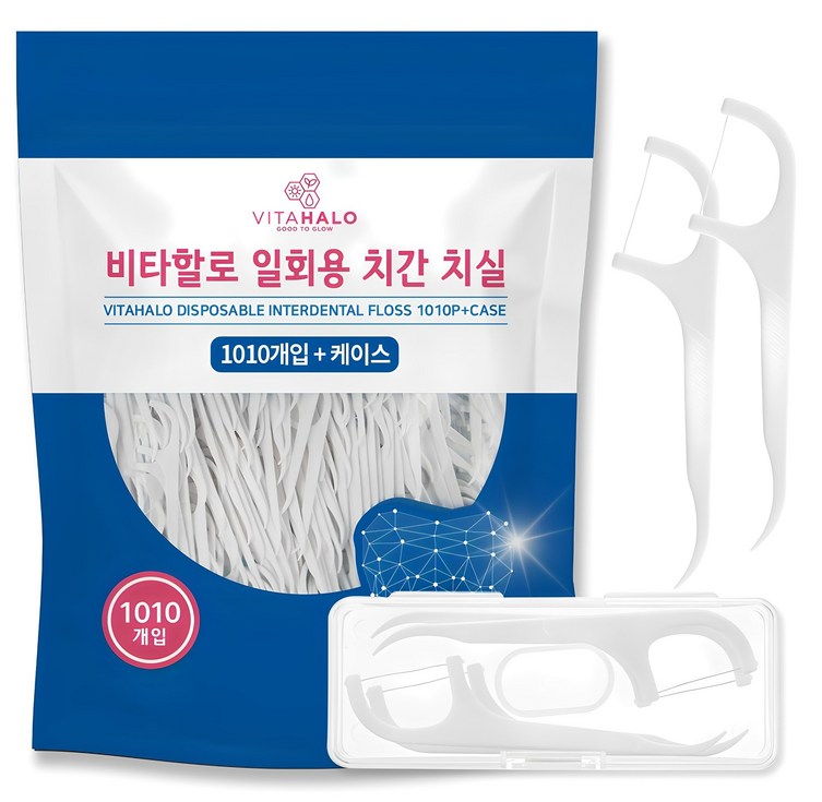 비타할로 일회용 치실  케이스, 1개, 1010개입, 74mm
