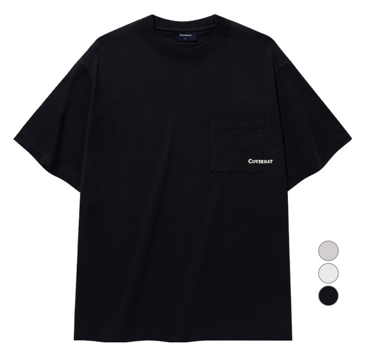 커버낫 남녀공용 베이직 포켓 면 티셔츠