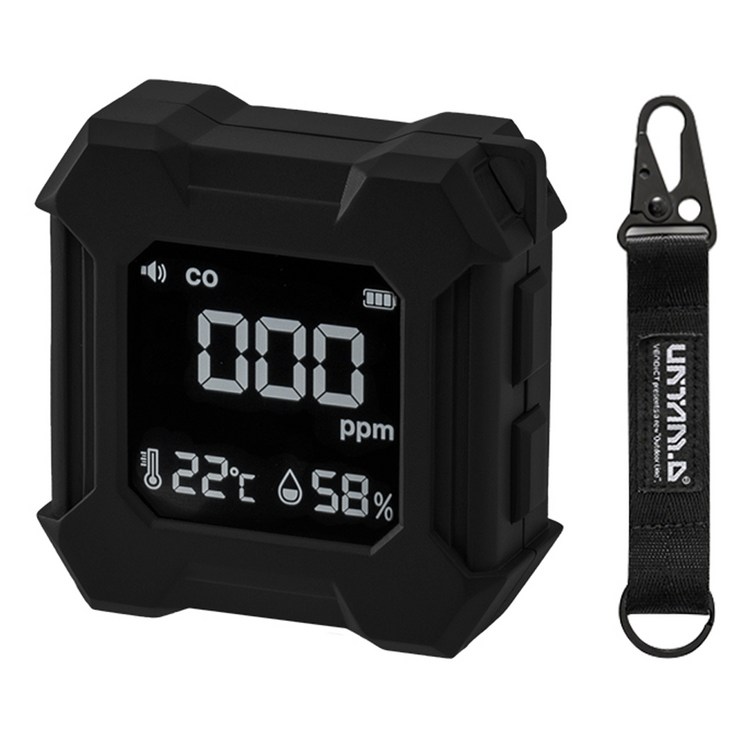 벤딕트 언템드 일산화탄소 경보기 차박 캠핑 가스 누설 감지기 랜야드 패키지, 1세트, 블랙