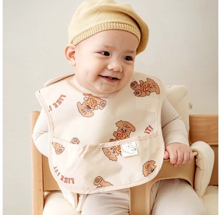 아이주 방수 포켓 턱받이 자기주도이유식 자기주도식 턱받이 신생아  아기 돌 아기 턱받이