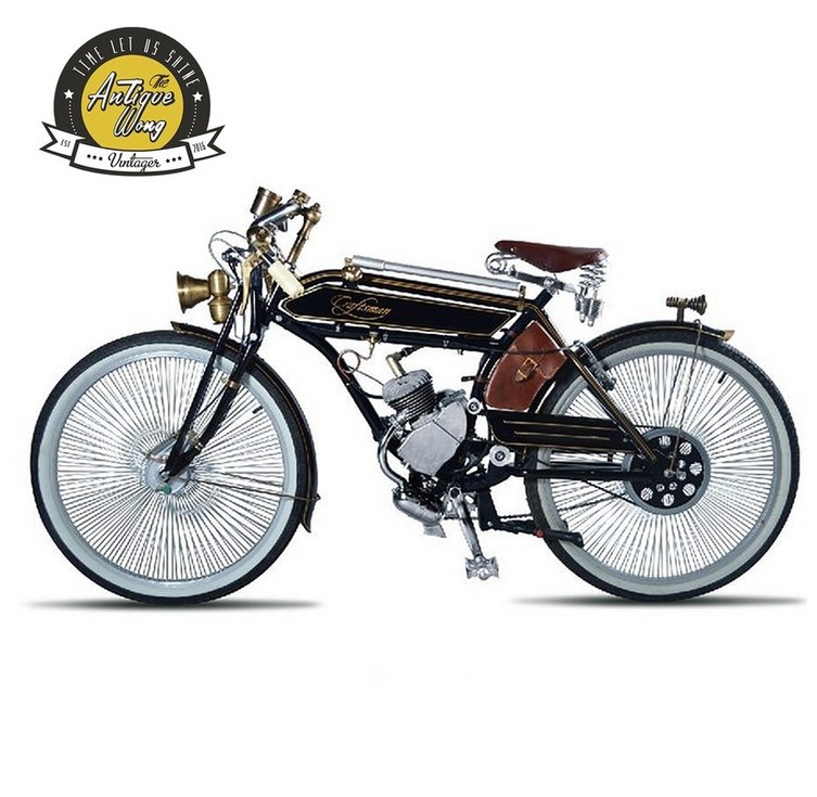 클래식모페즈바이크 레트로모페즈쿠터 40cc 장인 1924 레트로 기관차 오토바이 자전거 연료 부스트 장인 골동품 자동차