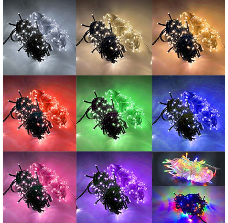 선세이브단품 크리스마스 트리 전구 LED 은하수 100구 조명 검정선, RGB4색, 1개
