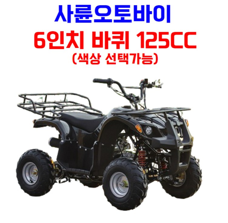 엑티쿼 사륜 오토바이 사발이 4륜 바이크 네발 산악 ATV 운반차 오프로드, 레드, 01 6인치 125CC