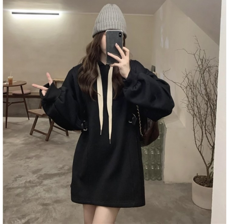 예쁨 후드 미니 원피스