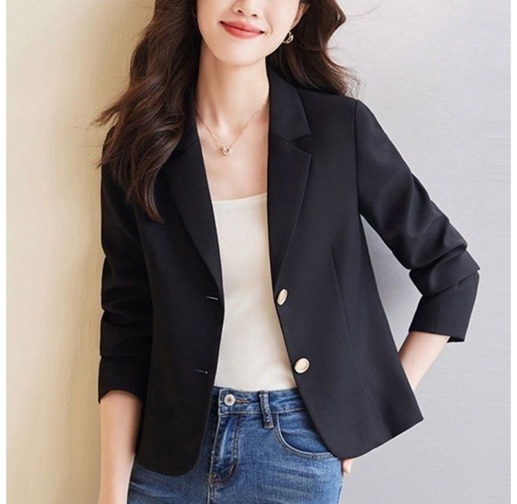 별후이 여성용 데일리 숏 루즈핏 캐주얼 오피스룩 면접복 긴팔 정장 자켓