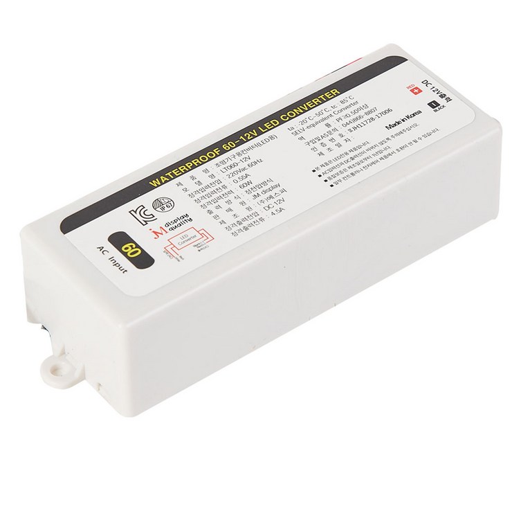 방수 SMPS 60W 12V 24V JmDisplay KC LED 안정기 파워서플라이, 1개